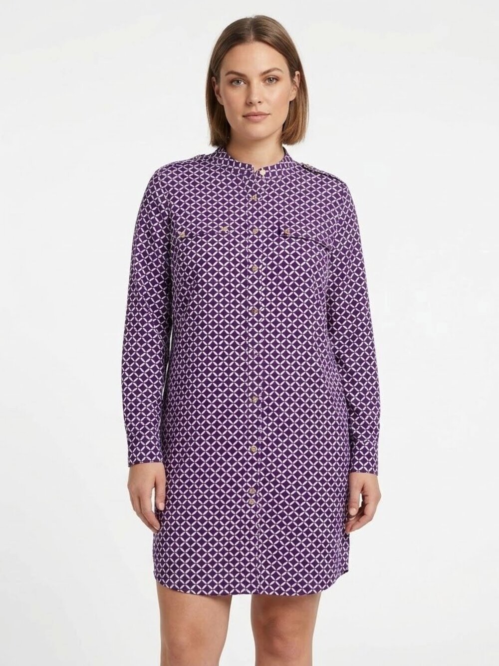 Juicy Couture Mandarin Collar Long Sleeved Silk Shift Dress- Sz. 8